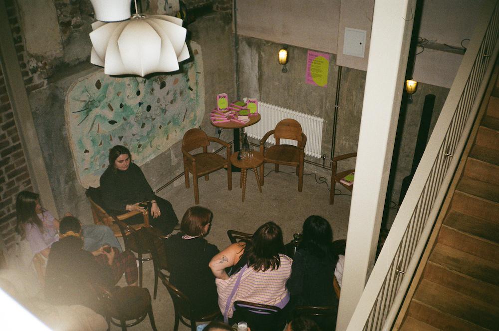 looking down at an empty makeshift stage at the bottom of the old ford hotel in margate