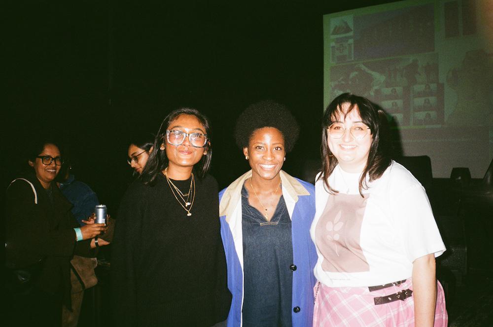 gab and zarina either side of penguin press head josephine greywoode