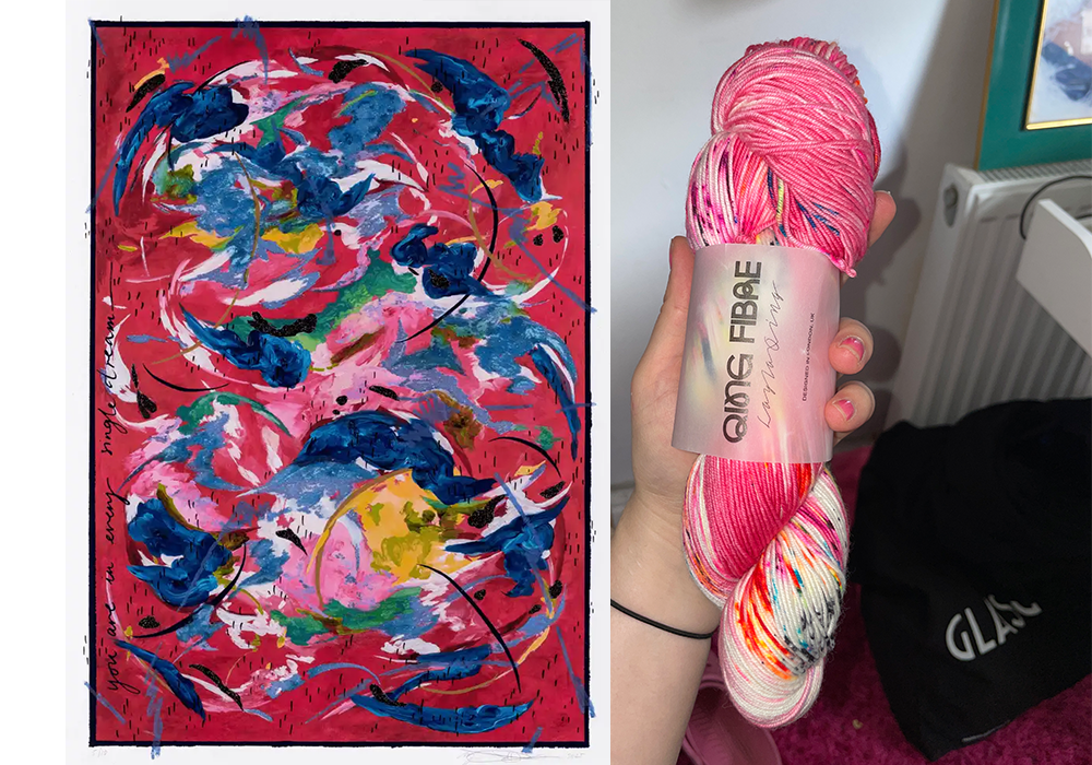 michaela yearwood-dan's dream a little dream painting compared to qing fibre's mars yarn