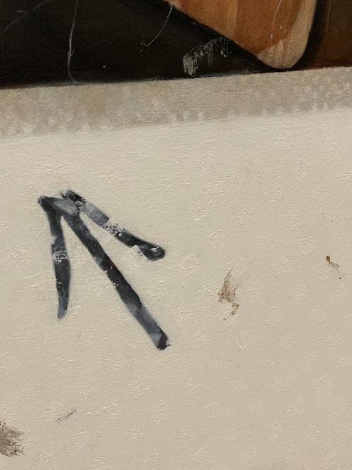 the dots painted along the bottom of brian bishop's polaroid in a close up