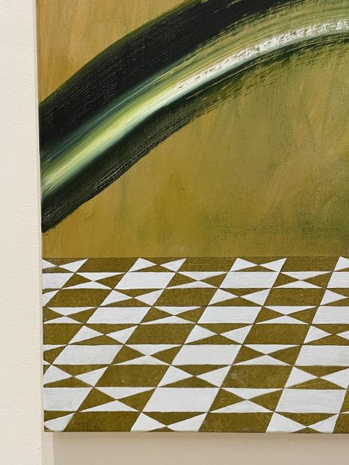 close up showing the painted tiled section in ally fallon's painting