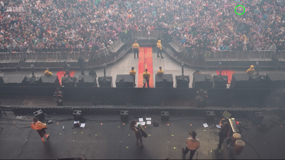 gab circled in a crowd of people at the front of radio 1's big weekend